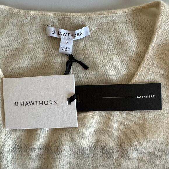 NWT 41 Hawthorn 100% Cashmere stripped Scoop Neck Sweater Shirt Old Money 1X - Picture 3 of 8
